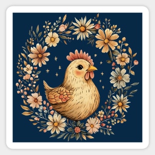 Rustic Chicken Illustration – Cozy Farmhouse Cottagecore Art Sticker